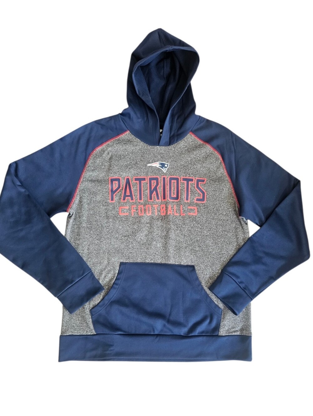 New England Patriots Mens Pullover Hoodie Sz Large Blue Gray Football Fall